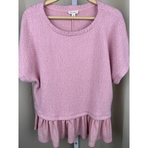 Pilcro Anthropologie Pink Ruffle Hem Top Cottagecore Coquette Soft Girl Medium